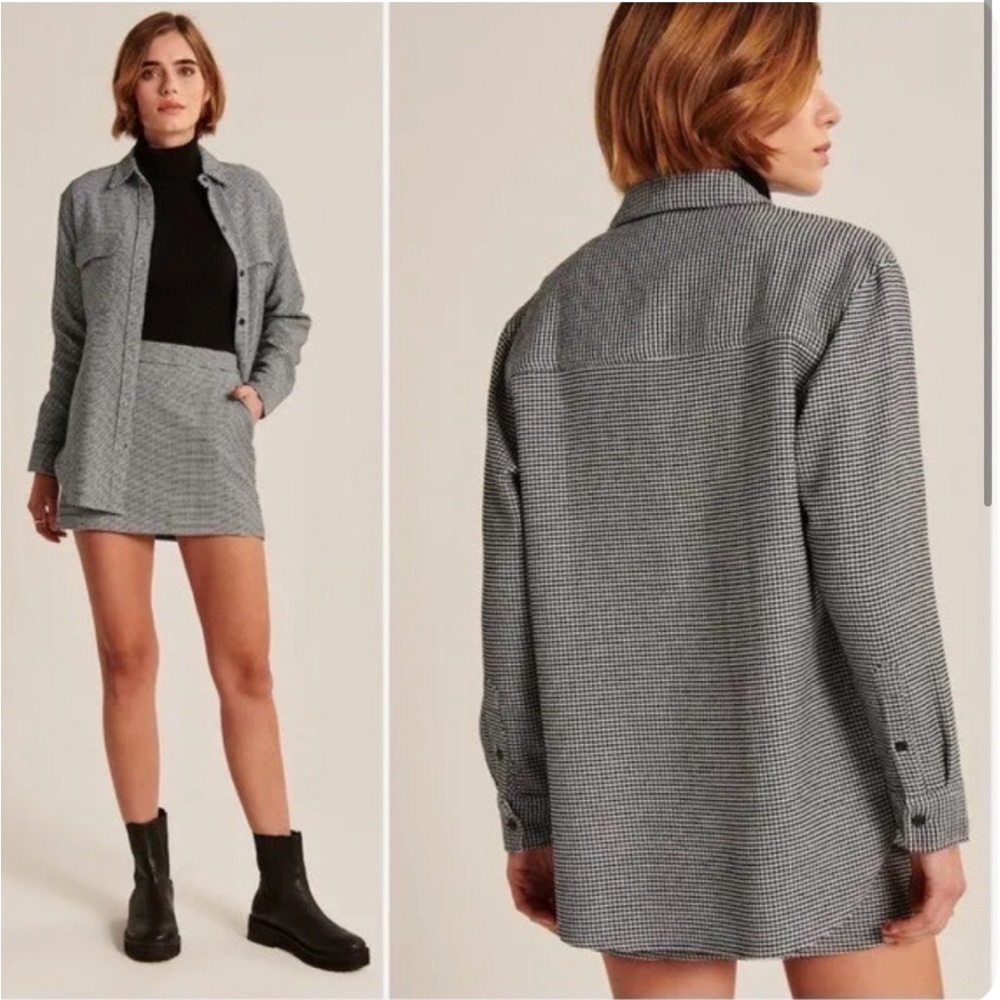 Abercrombie & Fitch Oversized Houndstooth Flannel Shirt Jacket Small